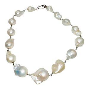 Genuine White Freshwater Baroque Pearl Necklace
